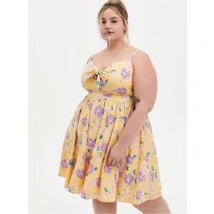 Torrid yellow floral poplin skater dress 00